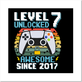 Level 7 Unlocked Awesome Since 2017 Posters and Art